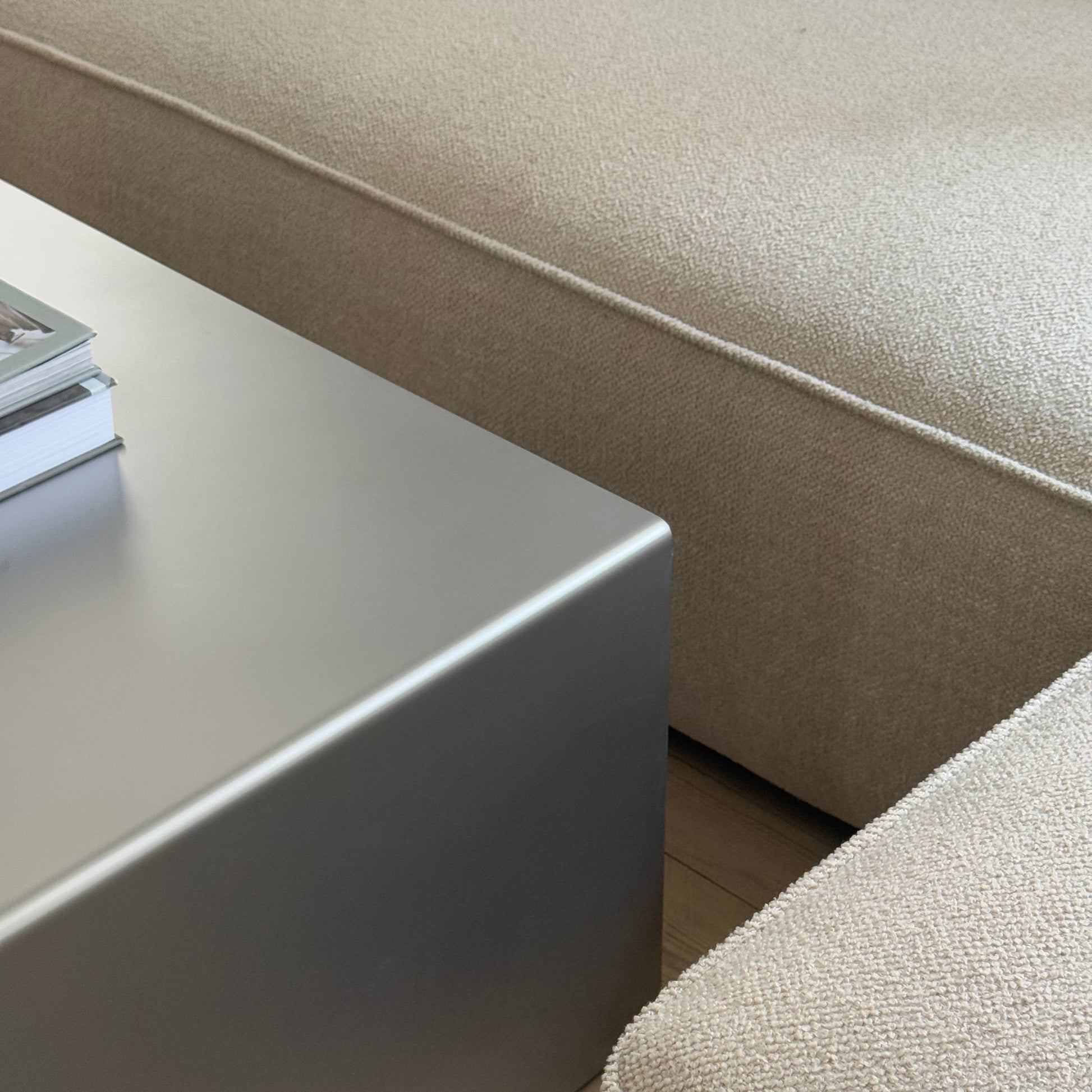 Close-up detail of another corner of the Elegance Coffee Table highlighting precise craftsmanship.